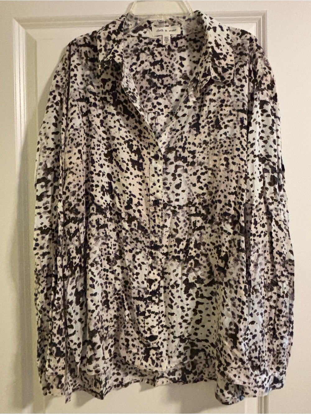 cloth & stone White and Black Speckle Button-Up Blouse